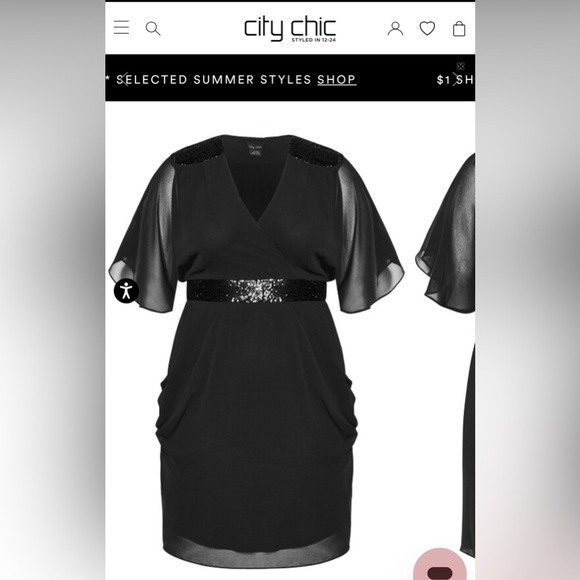 City Chic Black Sequin Wrap Dress - Picture 3 of 10